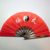 Premium Kung Fu Stahlfächer rot Yin Yang mit Schriftzeichen